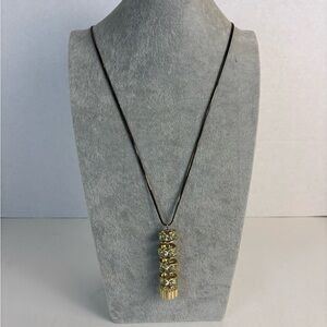 Christian Siriano Gold&Clear Stacked Pendant Necklace 32"-34" Gold&Black Chains